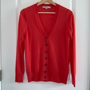 LOFT very light weight V neck cardigan. Banded bottom and sleeves. Size M